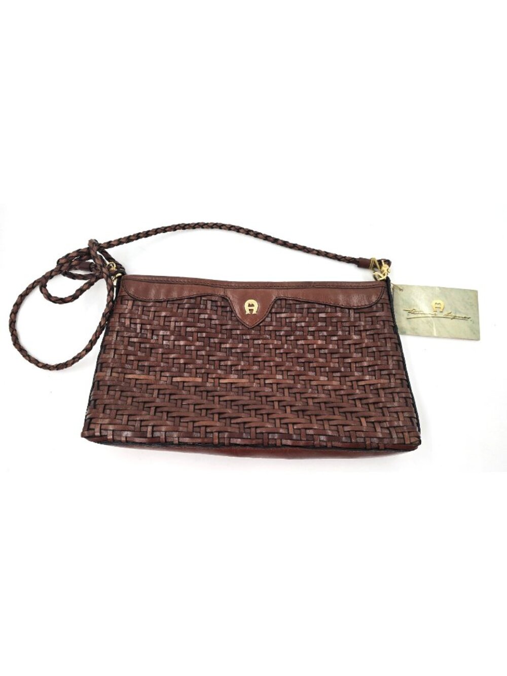 Vintage Etienne Aigner 9110 Woven Full Grain Leather Shoulder Bag Original Tag